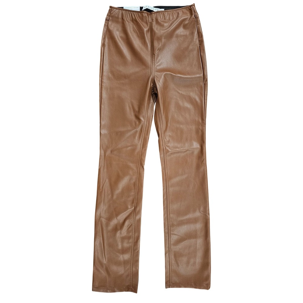 Tinseltown Women S Cappuccino Faux‎ Leather Straight Leg Hi-Rise Pants BKB031167